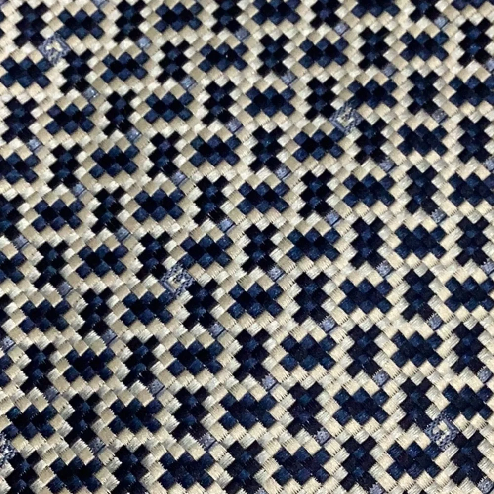 👔Gucci Blue and White Geometric Tie With Knight Crest Emblem